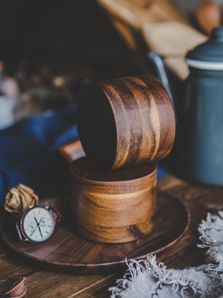 Simple wood coffee beans storage tank